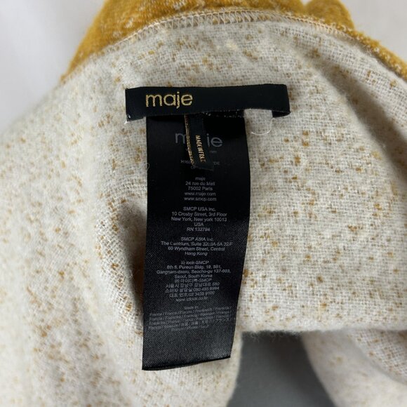 Alpaca blend scarf White For Women | Maje Maje Wool Blend Blanket Wrap Fringed Gold White OS Made in Fance